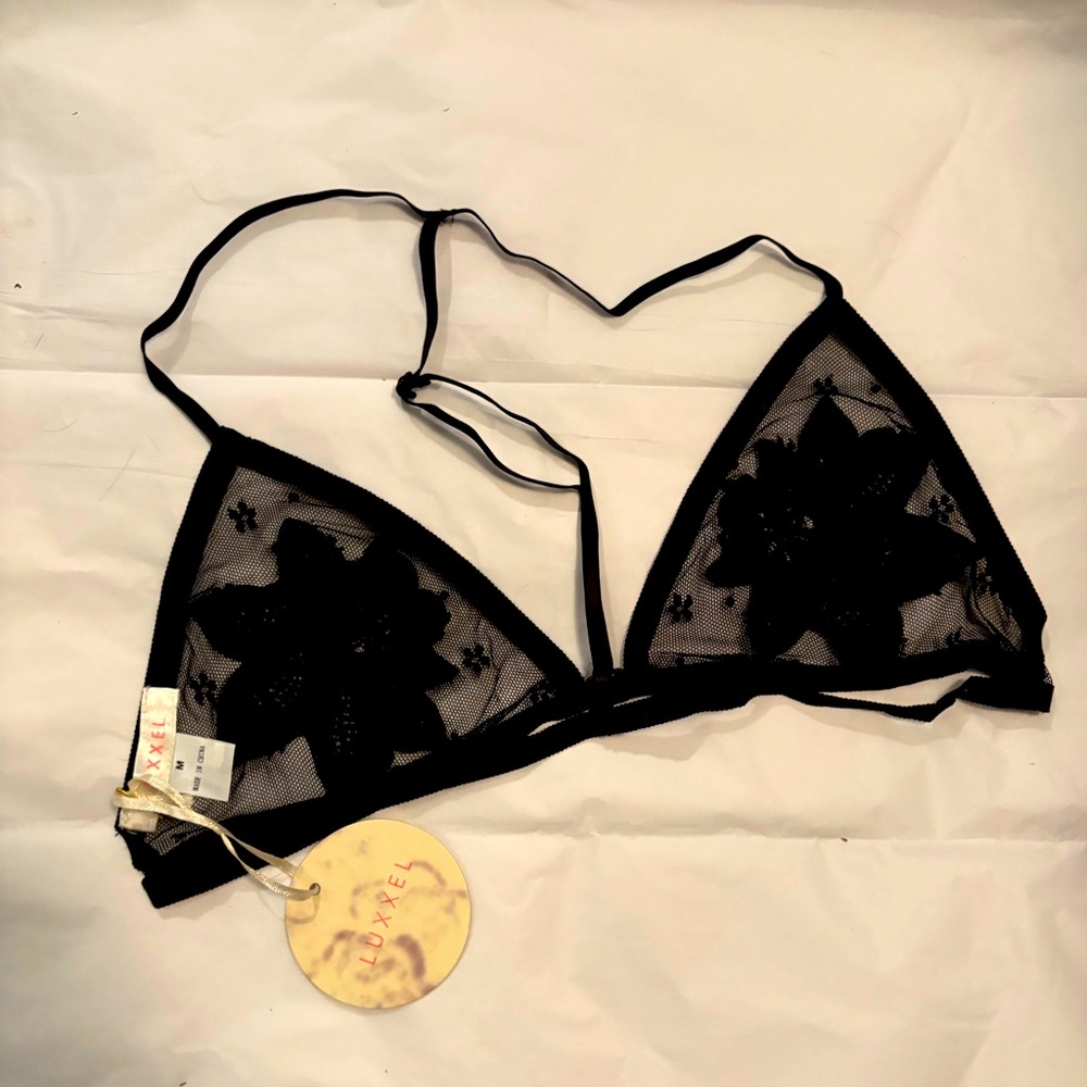 Luxxel Black Sheer Floral Bralette